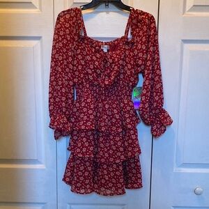 Size M Dress, NWT. Made by Justify. Pretty Rusty Red Color. Very Feminine